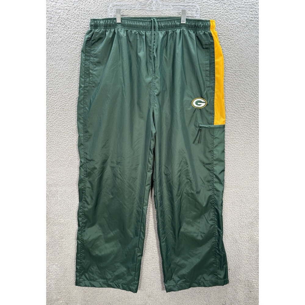 Vintage Green Bay Packers Track Pants Adult XL Green Windbreaker NFL Y2K Mens